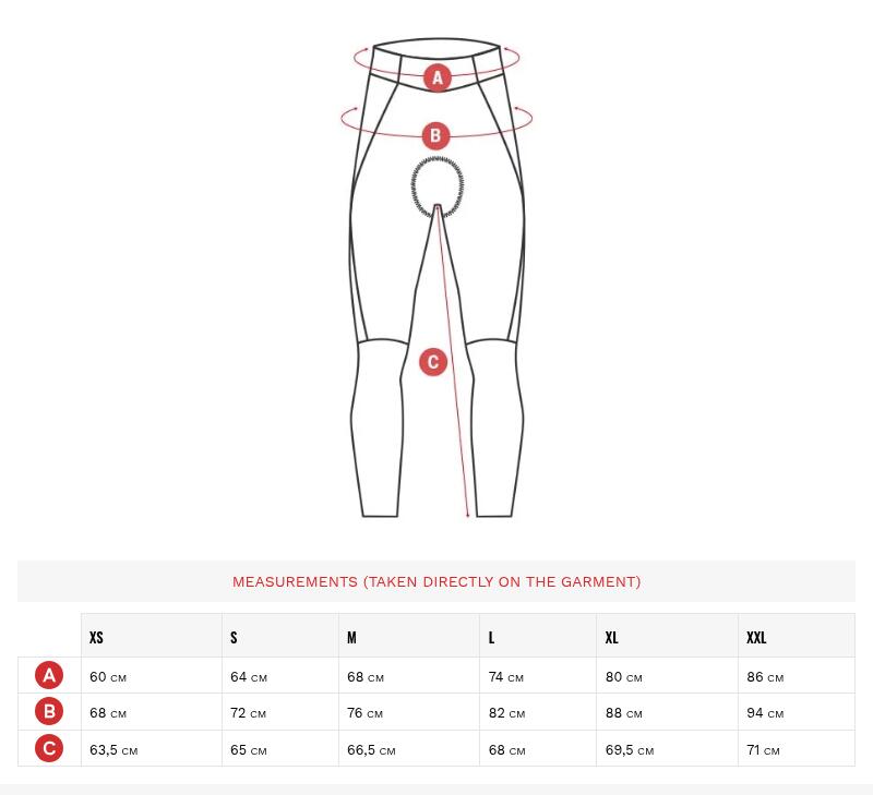 Cycling tights measurements