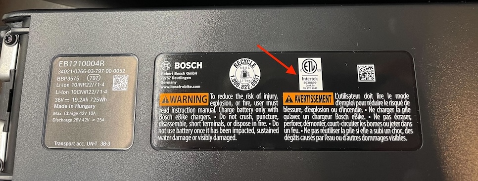 Ebike electrical certification