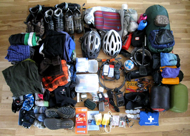 Packed cycling supplies
