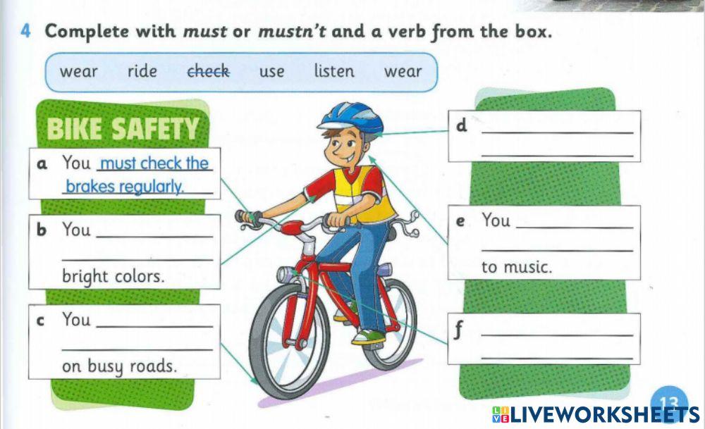 bicycle inspection worksheet