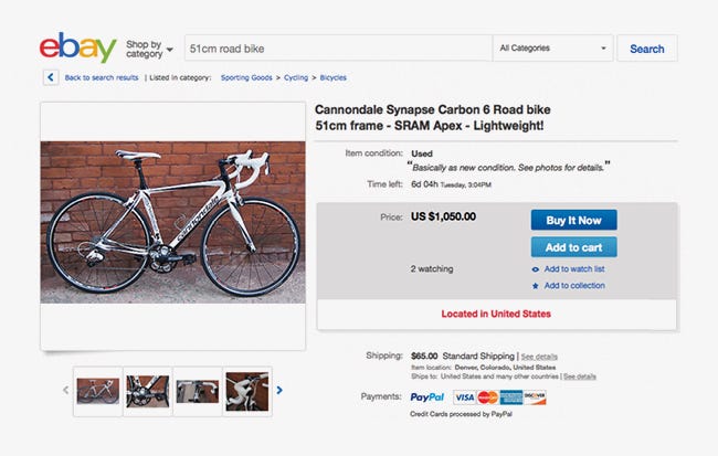bicycle listing details