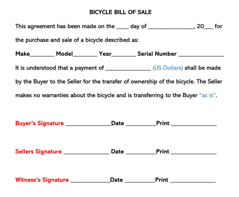 bicycle sale receipt