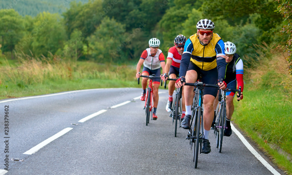cycling group crossing