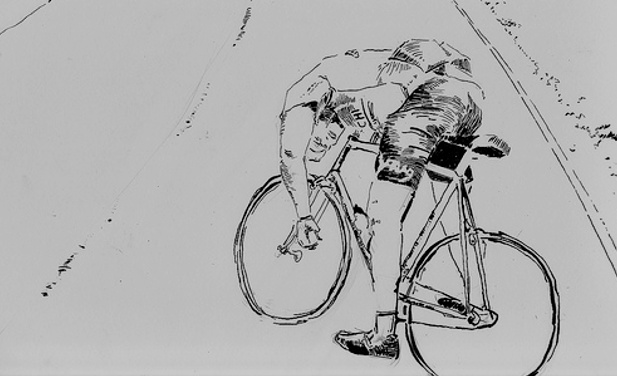 cyclist resting safely