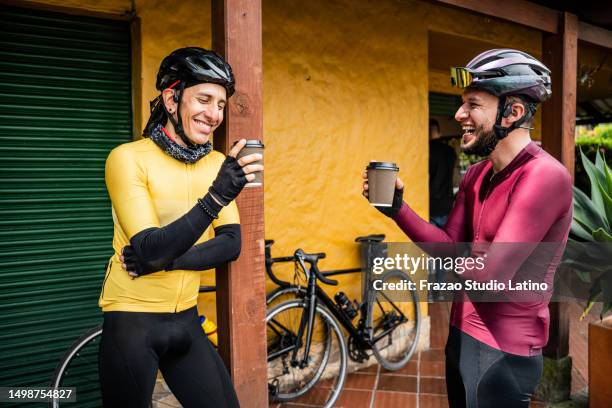 cyclist taking break