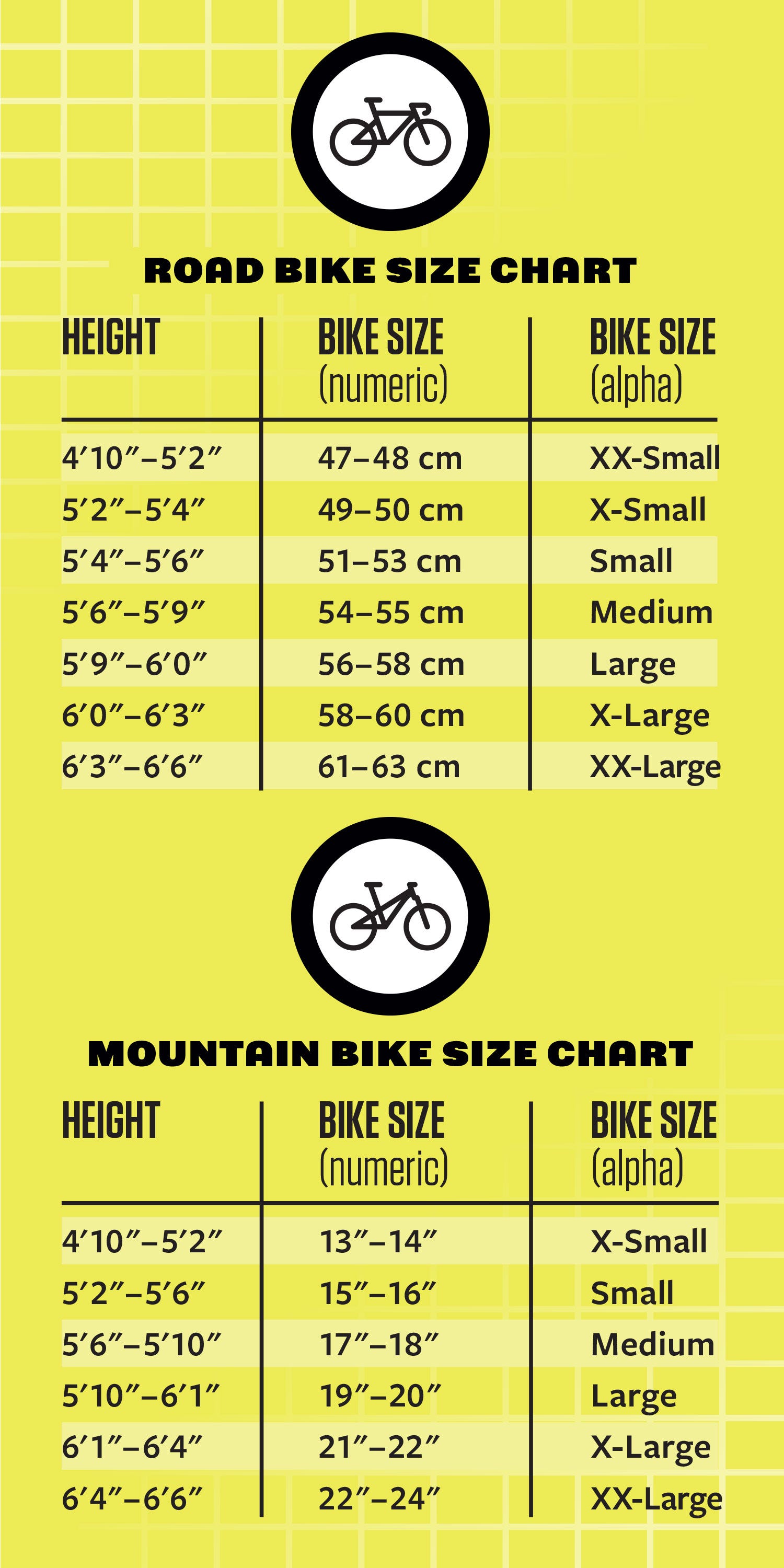 women bike sizing